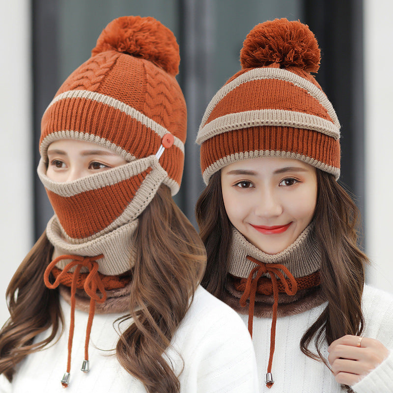 Winter Hat For Women 3pcs Knitted Beanie Hat Scarf Set Warm Hat